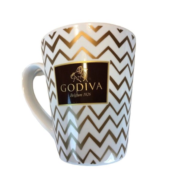 Godiva Mug Belgium 1926 Logo Tea Coffee Cup Gold Chevron Chocolate Lovers Gift u - Picture 2 of 6